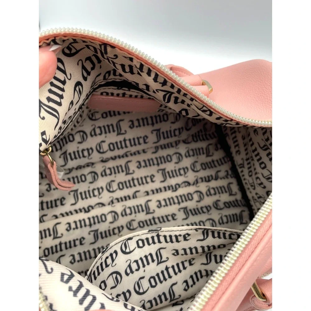 Juicy Couture Pink Studded Logo Satchel Crossbody Bag Gold Hardware Purse